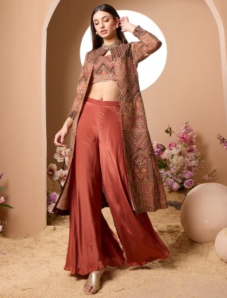 Rust orange palazzo suit for a celebratory reception
