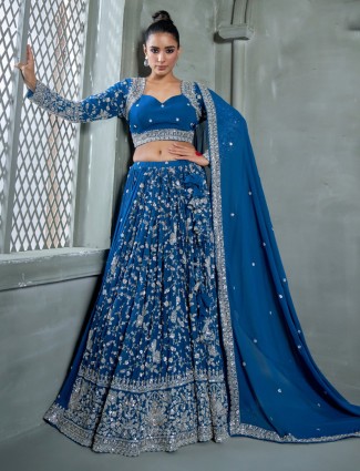 Classy blue georgette lahenga choli
