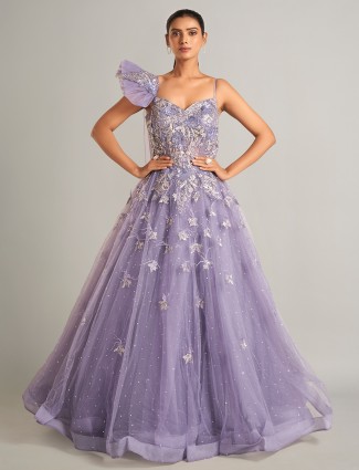 Designer purple net gown for women