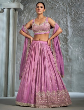 Trendy light purple silk lehenga choli