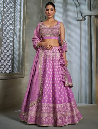 Purple silk lehenga choli with dupatta for wedding