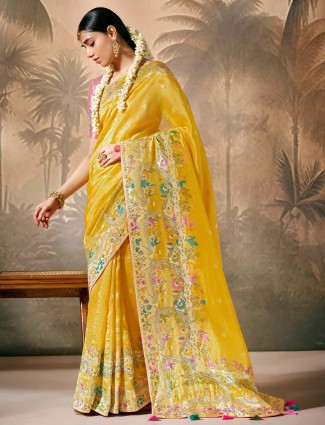 Graceful purple cozi silk saree with artistic prints and thread embroidery