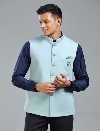 Cool mint blue waistcoat for the modern man
