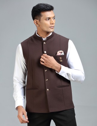 Rich brown stylish waistcoat for men