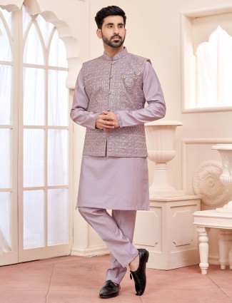 Luxurious violet waistcoat set for weddings and festivals