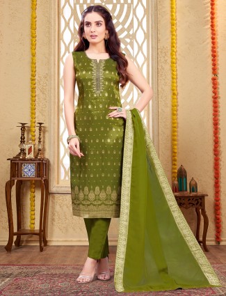 Mehendi silk festive salwar suit