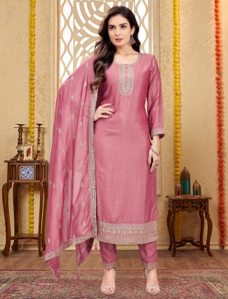 Stunning satin off-white salwar suit