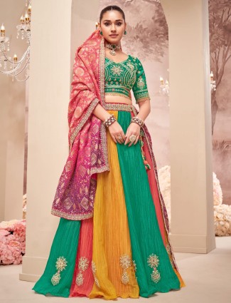 Brown silk lehenga choli with stunning ready made blouse