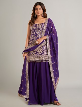 Stunning purple palazzo salwar suit