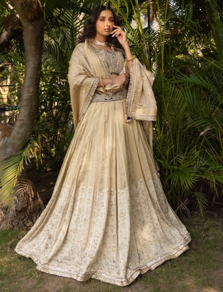 Wonderful beige Designer lahenga choli for wedding