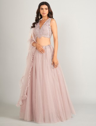 Light purple net lahenga choli for wedding