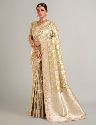 Pastel green banarasi silk saree