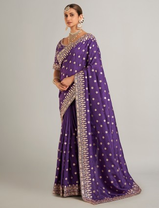 Beautiful purple silk saree