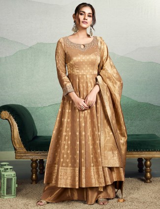 Latest gold banarasi silk palazzo suit