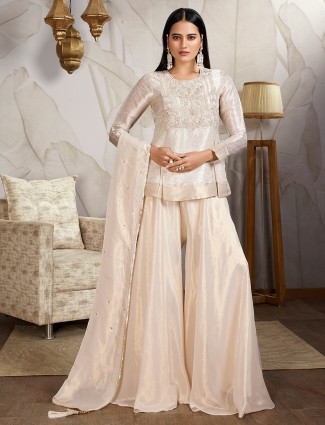 Beautiful cream chiffon palazzo suit