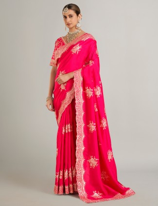 Trendy magenta silk saree for wedding