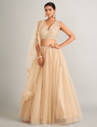 Wonderful beige net lehenga choli for women
