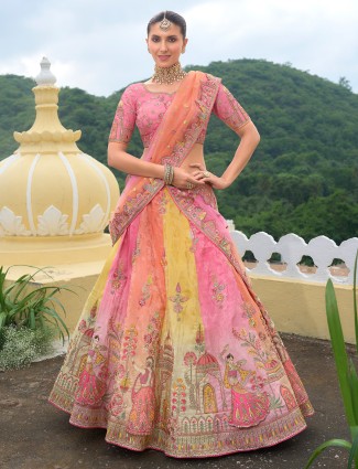 Heart catching rust silk lehenga choli for wedding