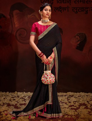 Stunning silk black saree for festive