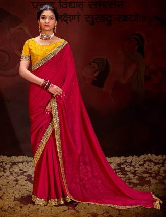 Classy rani color festive saree in silk
