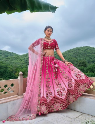 Wedding special magenta lehenga choli in silk