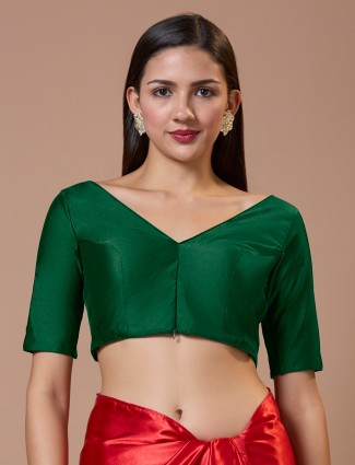 Newest dark green silk ready made blouse