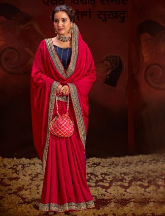 Latest magenta silk saree