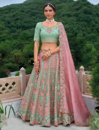 Heart catching onion pink silk lehenga choli