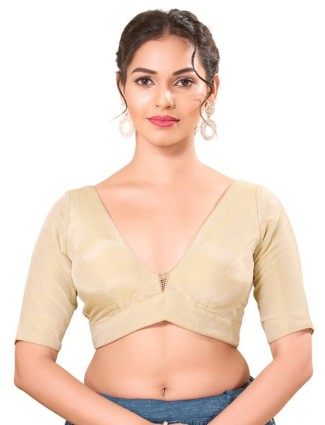 Beige ready made blouse in luxurious silk