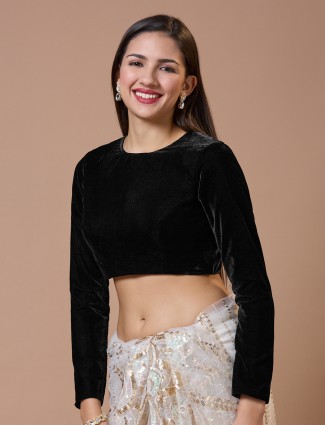 Classy black velvet ready made blouse