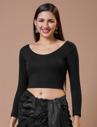 Cotton black readymade blouse