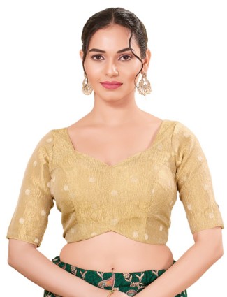 Golden cotton silk ready made blouse
