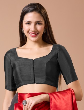 Gorgeous black sikl ready made blouse