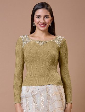 Knitted beige readymade blouse