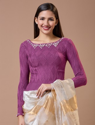 Knitted purple ready to fit blouse