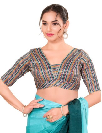 Multicolour silk readymade blouse
