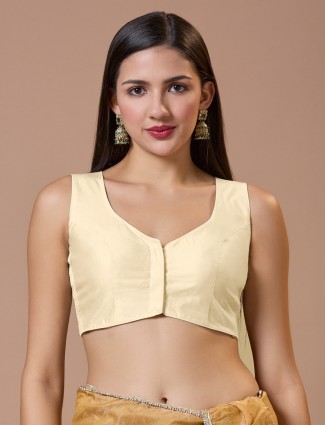 Plain cream ready made blouse in silk