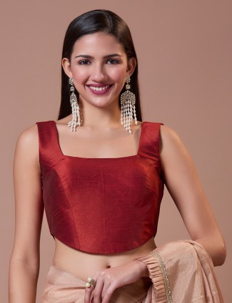 Silk maroon readymade blouse