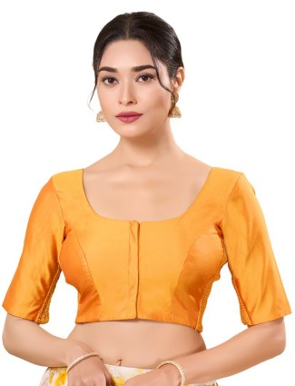 Stunning yellow silk readymade blouse