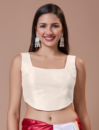 White square neck silk ready made blouse