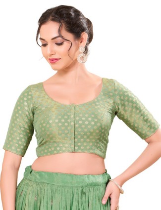 Zari worked pista green silk blouse