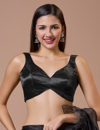 Black ready made blouse in rich silk