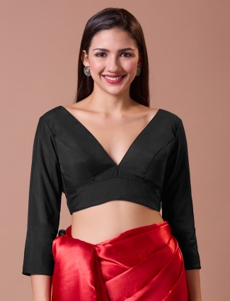 Black silk readymade blouse