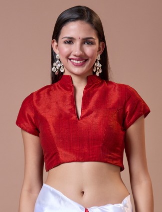Classy red cotton silk readymade blouse