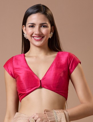 Cotton silk red ready made blouse