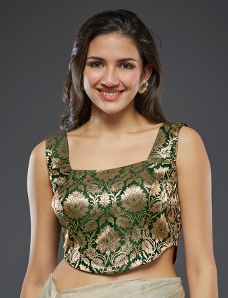 Dark green blouse with square neckline