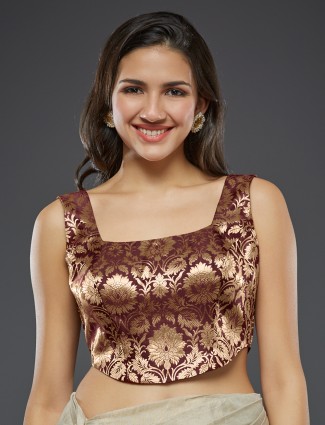 Gorgeous maroon silk ready made blouse