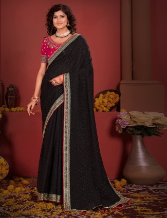 Stylish balck saree in silk