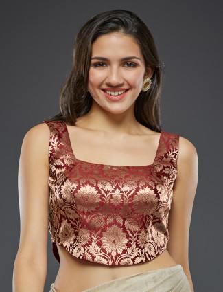 Plain aroon ready made blouse in silk