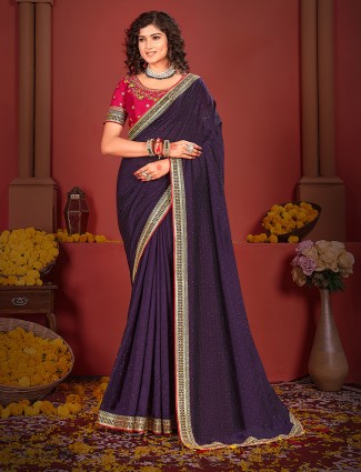 Latest navy silk saree for festive